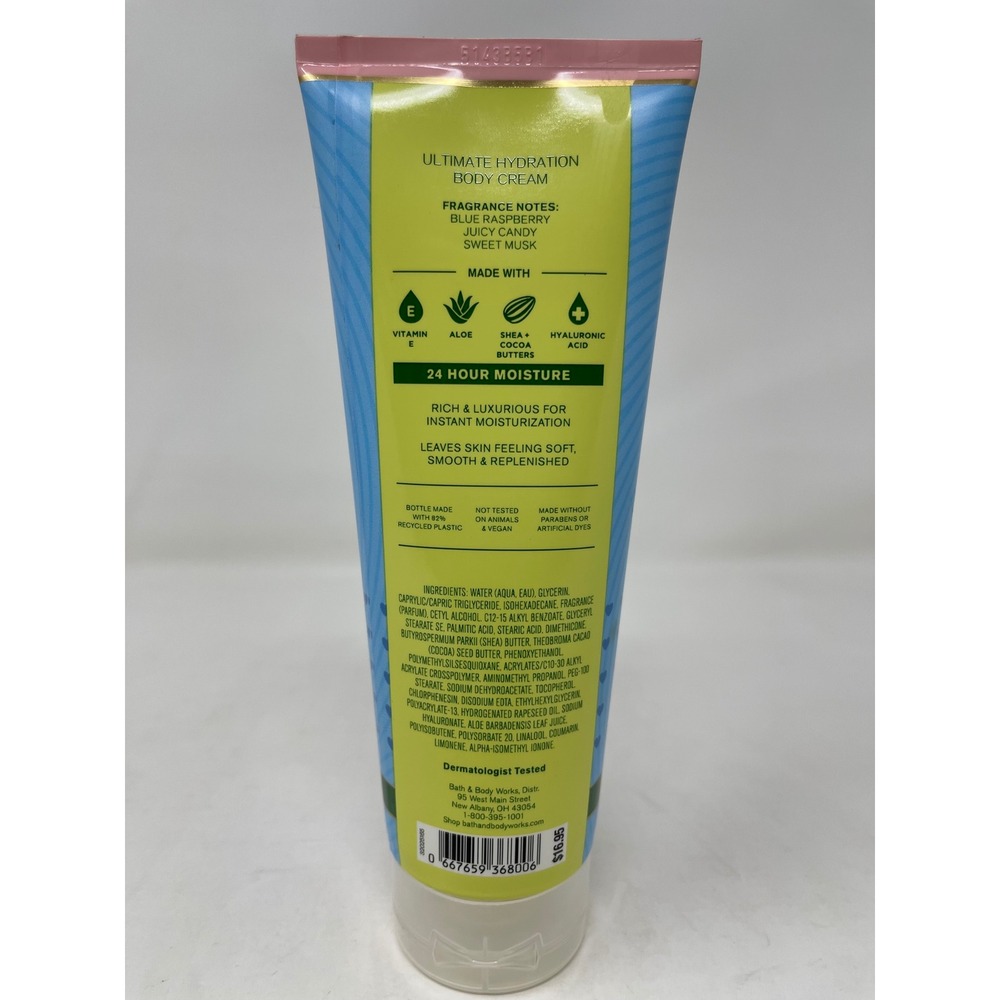 Bath & Body Works Body Cream Women 8 oz Blue New Blue Raspberry Burst Hydration - Picture 4 of 4